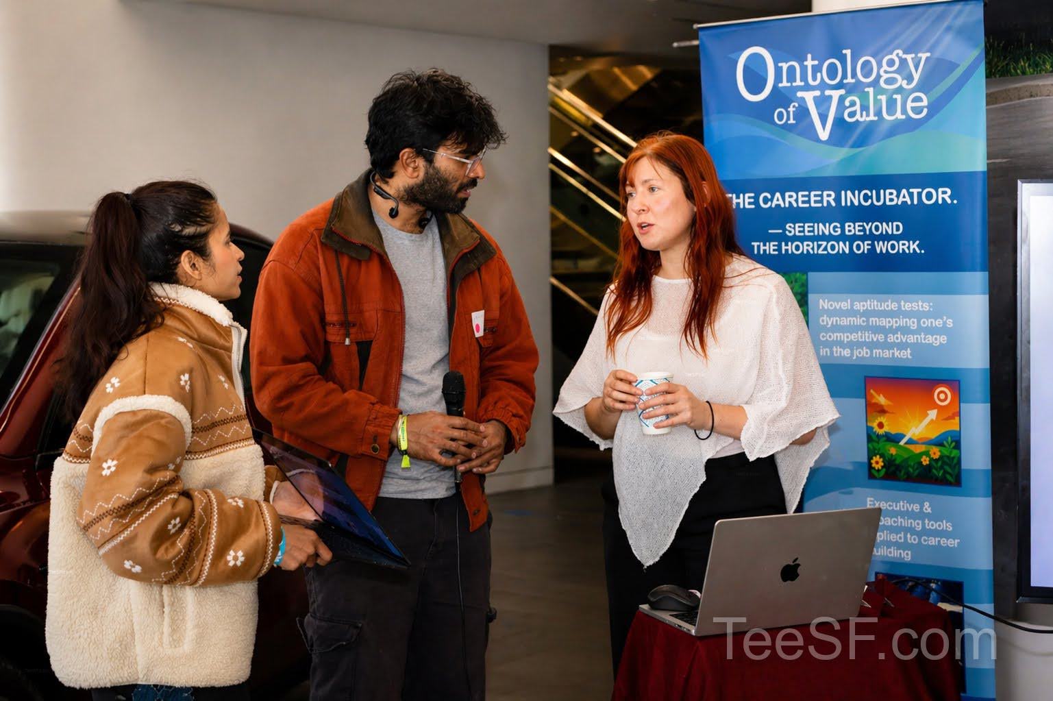 A photo from a pitch night event at Tesla in San Francisco.